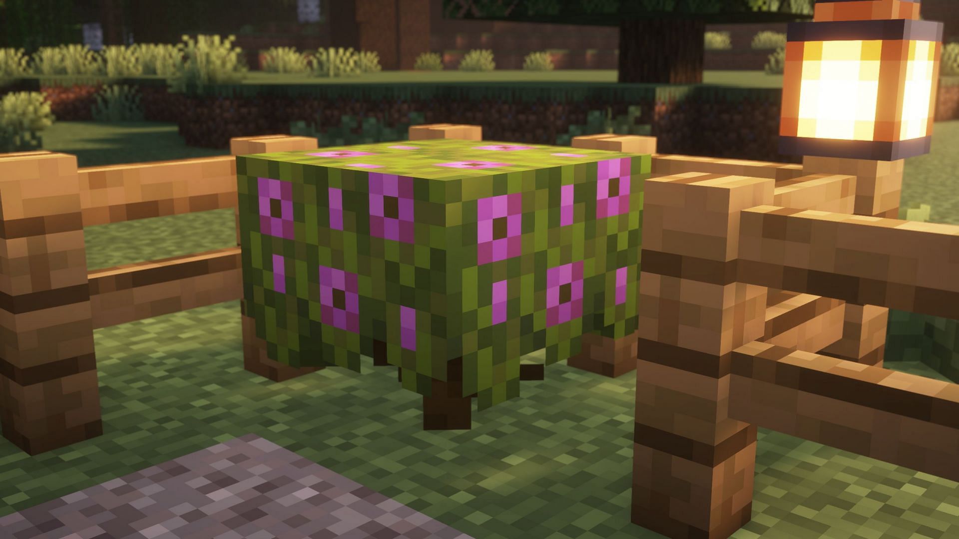 Place loads of vegetation around the path for decoration (Image via Sportskeeda Gaming || Mojang Studios)